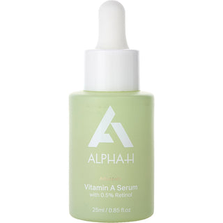 A sleek bottle of Alpha H Vitamin A Serum Advocate 0.84oz, set against a backdrop of natural elements, emphasizing its rejuvenating and renewing properties.