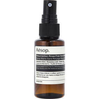 Aesop Resurrection Rinse-Free Hand Mist 1.6oz bottle with portable design.