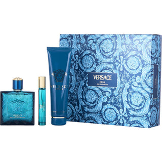 VERSACE EROS by Gianni Versace - EAU DE PARFUM SPRAY 3.4 OZ & SHOWER GEL 5 OZ & EAU DE PARFUM SPRAY 0.34 OZ MINI