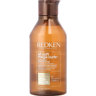 Redken All Soft Mega Curl Shampoo 10 oz bottle.