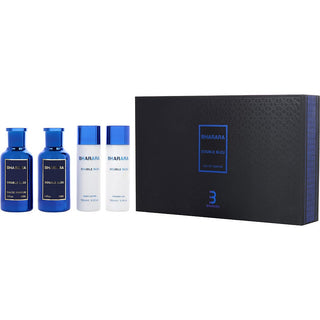 Bharara Double Bleu Eau de Parfum Spray, Aftershave Spray, Body Lotion, and Shower Gel available on fragrancedealz.com