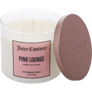 Juicy Couture Pink Lounge Candle in elegant, soft pink packaging, 14.5 oz.