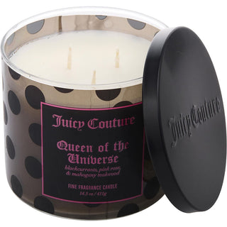 Juicy Couture Queen Of The Universe Candle in regal packaging, 14.5 oz.