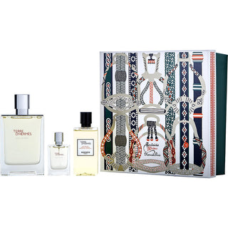 TERRE D'HERMES EAU GIVREE by Hermes - EAU DE PARFUM REFILLABLE SPRAY 3.4 OZ & SHOWER GEL 2.7 OZ & EAU DE PARFUM 0.42 OZ MINI