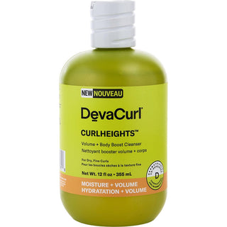 DevaCurlHeights Volume + Body Boost Cleanser 12 oz bottle with sleek design.