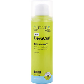 DevaDry NoPoo Moisturizing Dry Shampoo 6 oz bottle with sleek design.