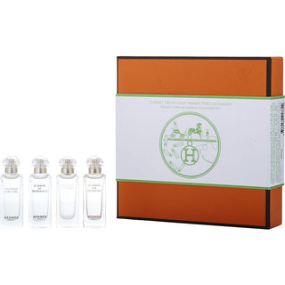 HERMES VARIETY by Hermes - 4 PIECE MINI VARITY WITH UN JARDIN A CYTHERE & UN JARDIN SUR LE NIL & LE JARDIN DE MONSIEUR LI & UN JARDIN SUR LA LAGUNE AND ALL ARE EDT 0.25 OZ