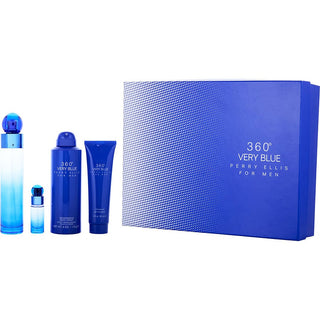 PERRY ELLIS 360 VERY BLUE by Perry Ellis - EDT SPRAY 3.4 OZ & BODY SPRAY 6 OZ & SHOWER GEL 3 OZ & EDT SPRAY 0.25 OZ MINI