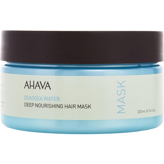 Ahava Deadsea Water Nourishing Hair Mask 7.4oz jar with a sophisticated design.