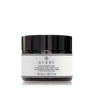 Avant Age NutriRevive Deluxe Hyaluronic Acid Vivifying Face & Eye Night Cream in a 1.69oz jar.