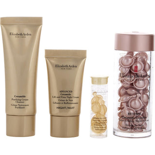 ELIZABETH ARDEN by Elizabeth Arden - Retinol Smooth & Renew Set: Retinol Ceramide Capsules Line Erasing Night Serum 60pcs + Advanced Ceramide Lift and Firm Night Cream 0.5oz + Advanced Ceramide Light Capsules 7pcs + Ceramide Purifying Cream Cleanser 1.7oz