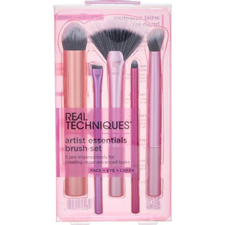 Real Techniques by Real Techniques - Artist Essentials Brush Set: Foundation Brush + Liner Brush + Fan Brush + Lip Brush + Soft Brush ---