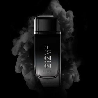 212 VIP Black by Carolina Herrera Eau De Parfum Spray bottle at fragrancedealz.com designed with a sleek and modern shape to complement its bold fragrance.