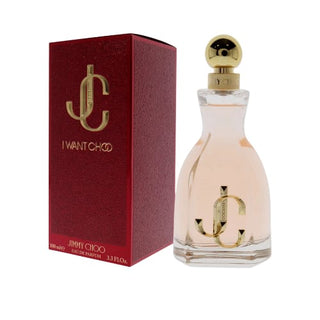 I Want Choo Perfume: Front view of the glamorous bottle alongside the side view of the elegantly designed box, embodying luxury and sophistication, available at fragrancedealz.com