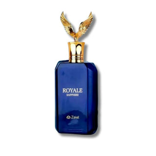 Bottle of Royal Sapphire By Zakat, a symbol of regal elegance and sophistication. Experience its captivating essence at fragrancedealz.com