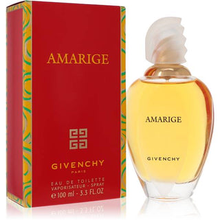 Amarige perfume bottle with a graceful, curvaceous design and a rich, vibrant color, displayed at fragrancedealz.com.