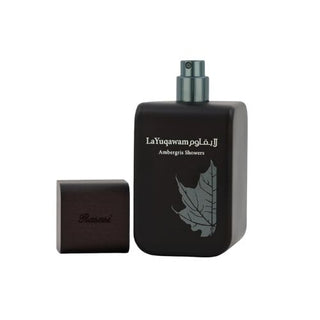 Ambergris Showers cologne bottle with the cap open, showcasing its sleek design, displayed at fragrancedealz.com.