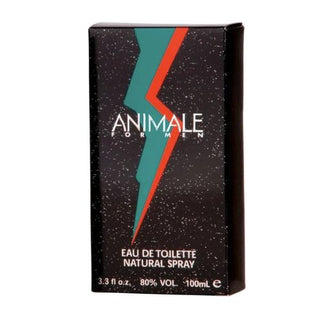 Animale for Men cologne box featuring a bold design with a dark, stylish color scheme. The box is displayed against a plain background. Available at fragrancedealz.com.