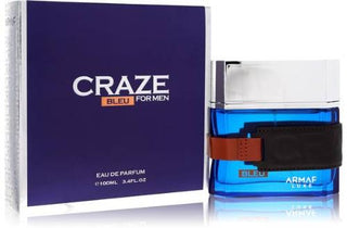 Armaf Craze Bleu cologne bottle with a sleek and modern design, featuring a deep blue color. Available at fragrancedealz.com.