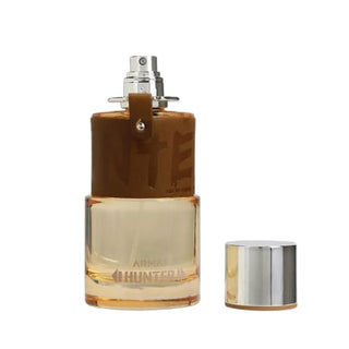 Armaf Hunter cologne bottle with an open cap, showcasing its rugged design. Available at fragrancedealz.com.