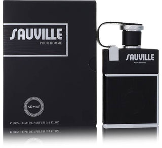 Armaf Sauville Cologne with box, featuring a stylish bottle design and fresh floral and woody notes, perfect for spring and summer, available at FragranceDealz.com.