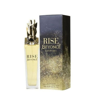 Side view of Beyoncé Rise Perfume bottle with accompanying box on fragrancedealz.com