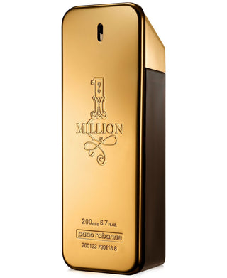 The iconic "1 Million" cologne bottle standing alone, showcasing its sleek design and luxurious allure. Experience the essence of sophistication with this timeless fragrance from FragranceDealz.com.