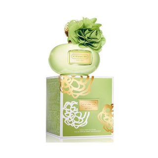 Coach Poppy Citrine Blossom Perfume's bottle elegantly positioned atop its chic box, promising a luxurious olfactory experience, available on Fragrancedealz.com