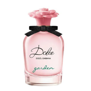 Dolce Garden Eau De Parfum Spray bottle features a whimsical floral design, available at fragrancedealz.com.