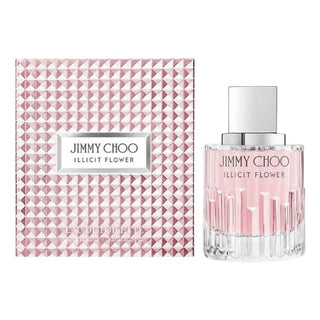 Jimmy Choo Illicit Flower perfume bottle and its elegant box displayed together on Fragrancedealz.com