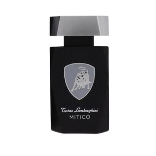 Lamborghini Mitico Cologne black bottle with silver cap available at fragrancedealz.com