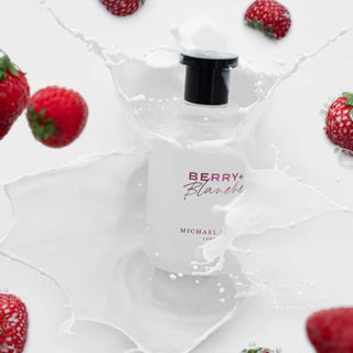 Showcase the delightful elegance of Michael Malul Berry Blanche, with its beautifully crafted bottle placed alongside fresh milk and strawberries, highlighting the fragrance’s fresh, fruity allure. Available now at FragranceDealz.com.