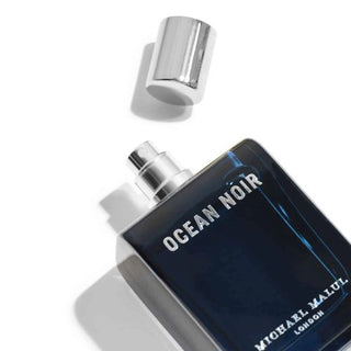 Ocean Noir Cologne with an open cap highlights its inviting scent, available at fragrancedealz.com