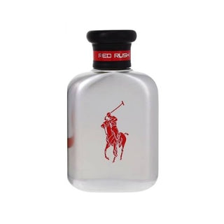 Polo Red Rush Cologne bottle in silver color, black color cap on it, at Fragrance Dealz.