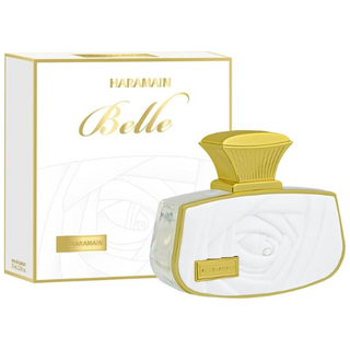 Discover the enchanting scent of Al Haramain Belle EDP Spray, beautifully packaged in a box, available now at fragrancedealz.com