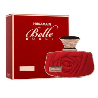 Belle Rouge EDP, 3.4 oz bottle with stylish box packaging. Available at fragrancedealz.com