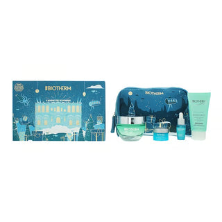 Biotherm by BIOTHERM - Aquasource Hyalu Plump Routine Set: Aquasource Hyalu Plump Gel 50ml + Biosource Purifying Foaming Cleanser 50ml + Life Plankton Elixir Serum 7ml + Life Plankton Eye Cream 5ml + Pouch