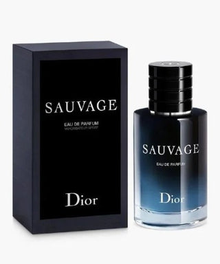 Bottle and box of Sauvage Dior (EDP), exuding timeless elegance and sophistication, available at fragrancedealz.com