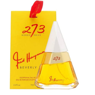 273 Perfume bottle in front of its sophisticated box, featuring notes of gardenia and amber, available on Fragrancedealz.com