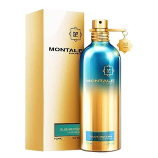 Montale Paris Blue Matcha EDP, 3.4 oz bottle with matching box packaging. Available at fragrancedealz.com