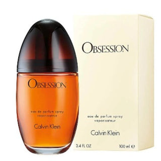 Obsession Perfume's bottle and its accompanying box, presented in a frontal perspective, featured on Fragrancedealz.com