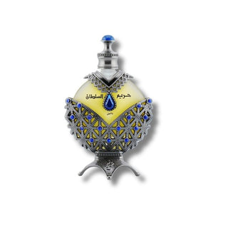 Front view of the Hareem Al Sultan Blue perfume bottle, embodying opulence and allure. Experience its captivating essence at fragrancedealz.com